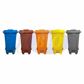 240L Mobile Garbage Bin 2-Wheel c/w Foot Pedal - Blue/Brown/Orange/Yellow/Grey